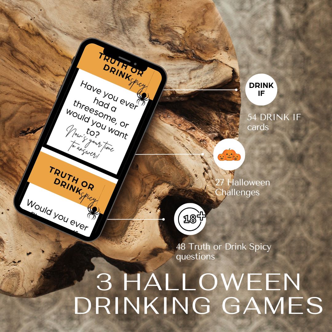 Halloween drinking games - Drink if, Challenges and Spicy Truth or Drink Questions
