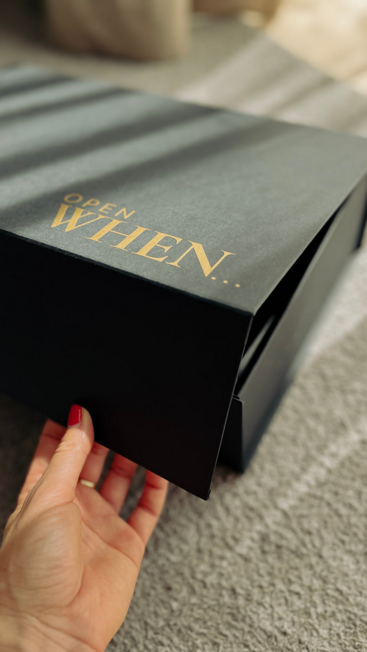 Open When gift box large black with magnet