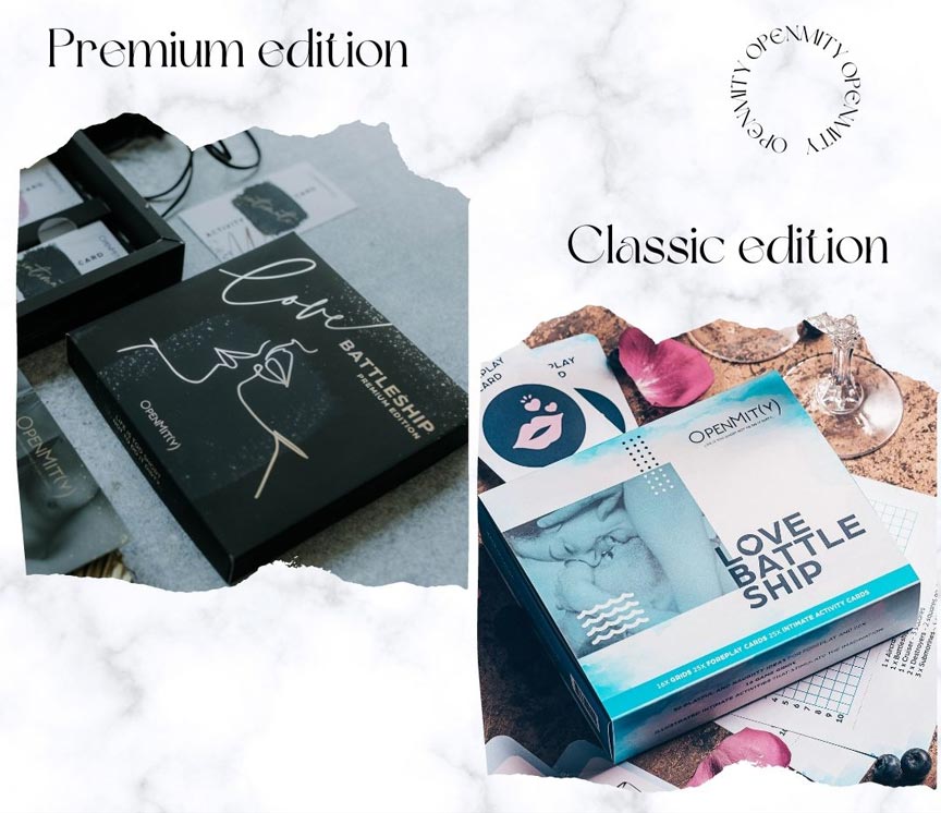 Premium vs classic Love Battleship game for couples