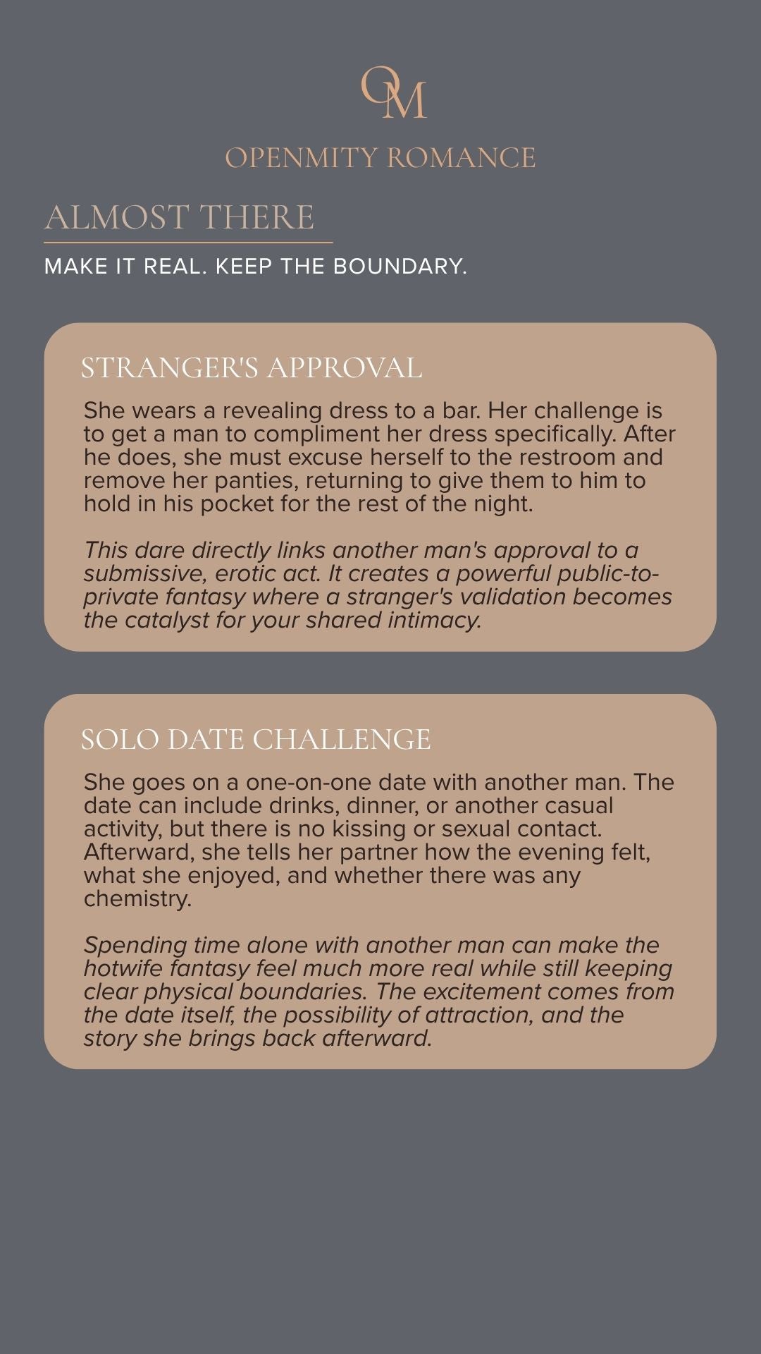 Hotwife dares experience challenges