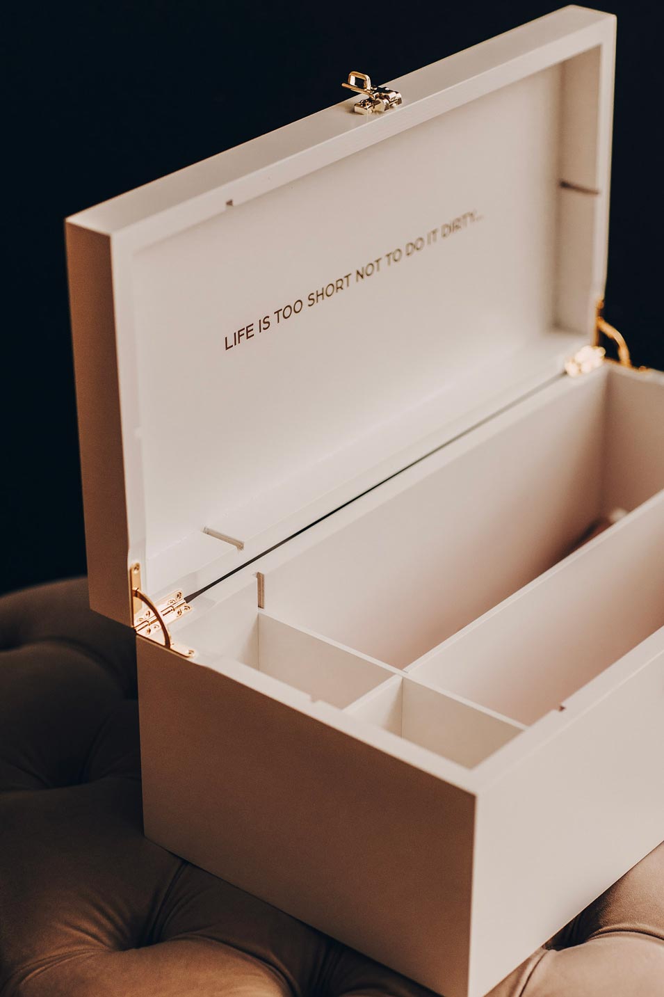 white wooden box with the lock