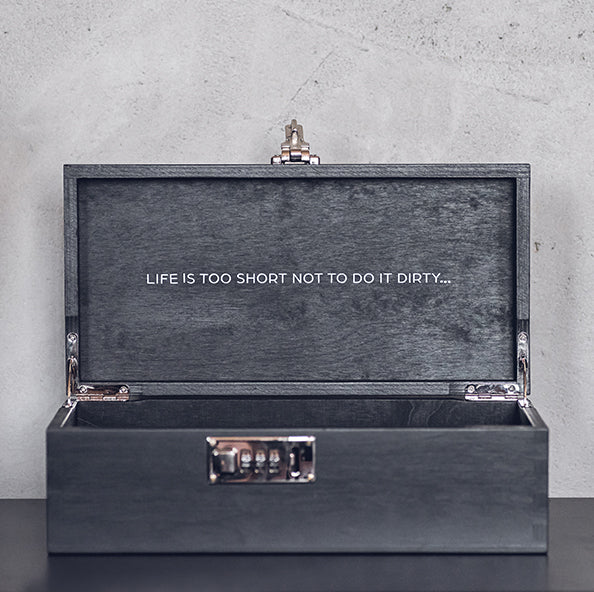 Small wooden box with lock