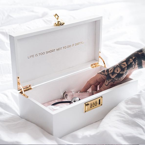 Small wooden box with lock white