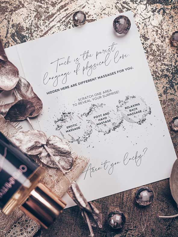 date night gift set with scratch off card